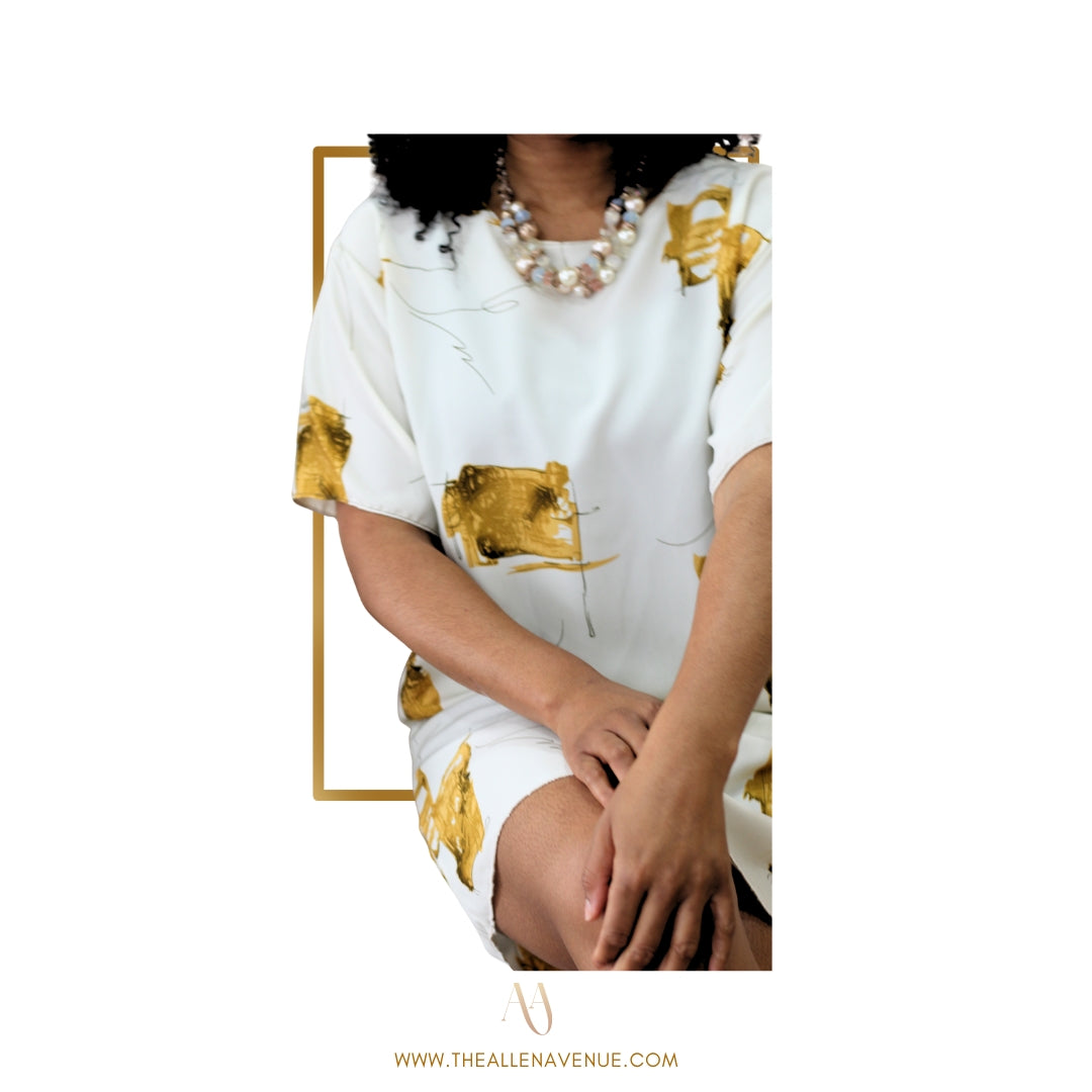 White Gold Shift Dress