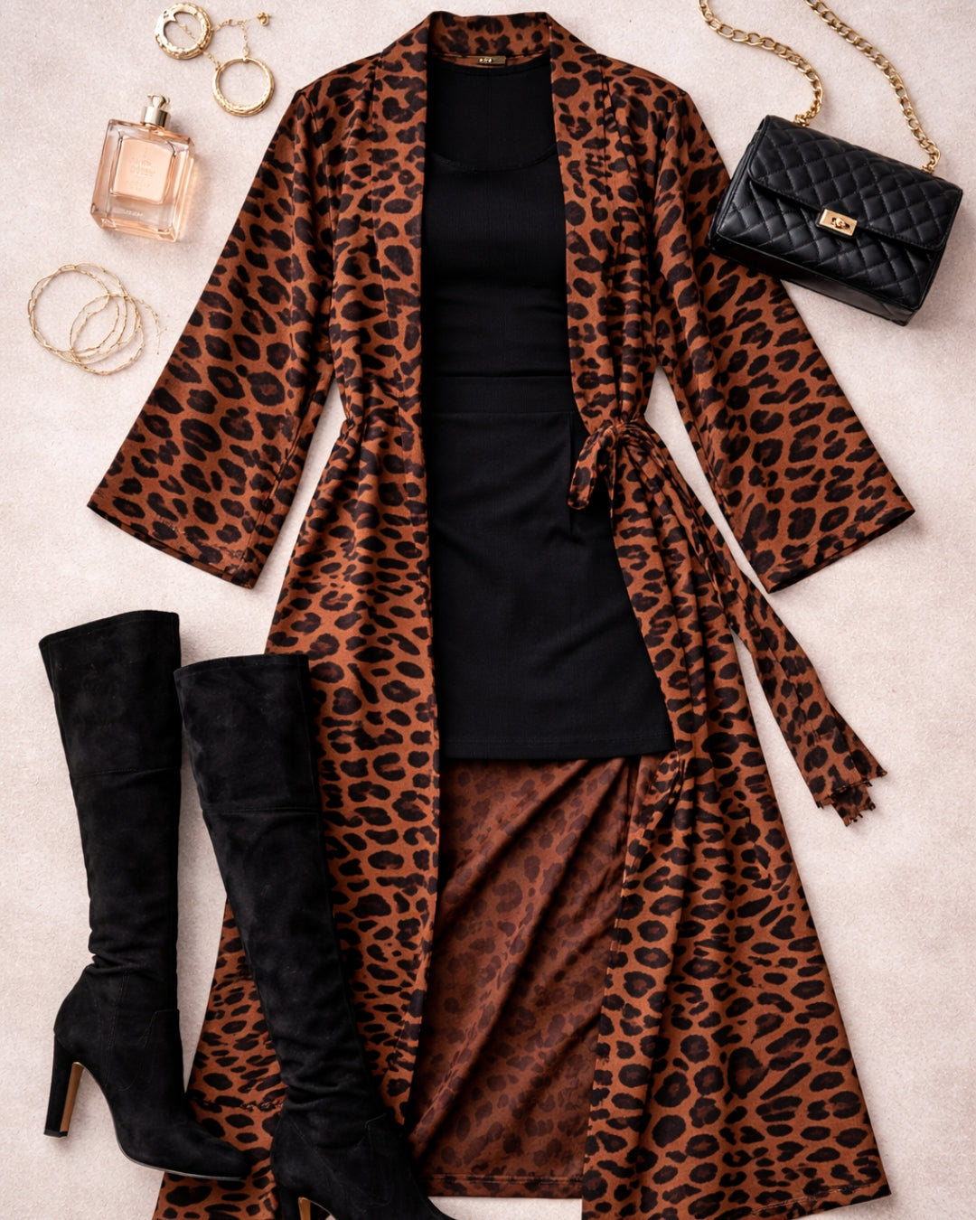 The Wild Poise Faux Leather Kimono