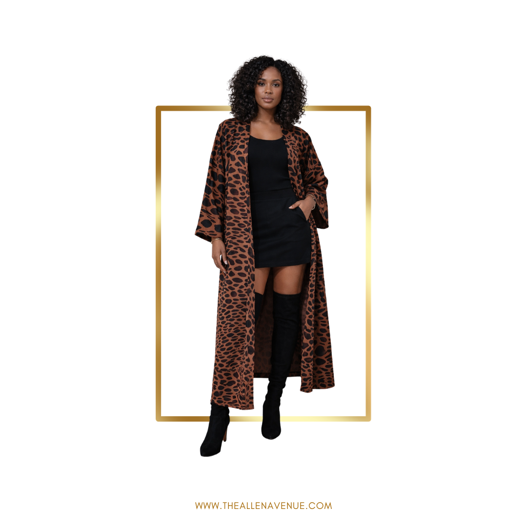 The Wild Poise Faux Leather Kimono