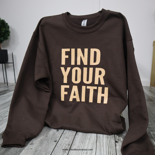 Find Your Faith Crewneck Sweater - Dark Chocolate