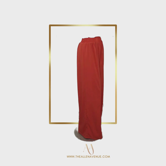 Orange High-Waist Wide Leg Pants