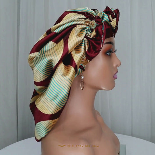 Bordeaux Luxe Double Lined Satin Hair Bonnet - XL