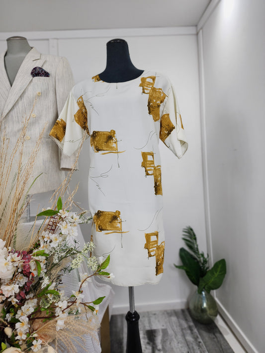 White Gold Shift Dress