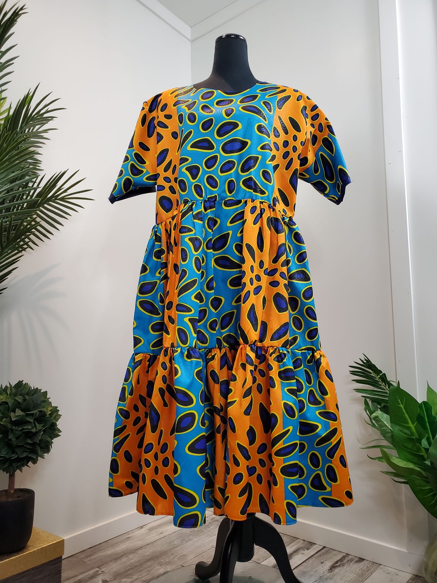Desert Dream Ankara Pleated Tier Dress