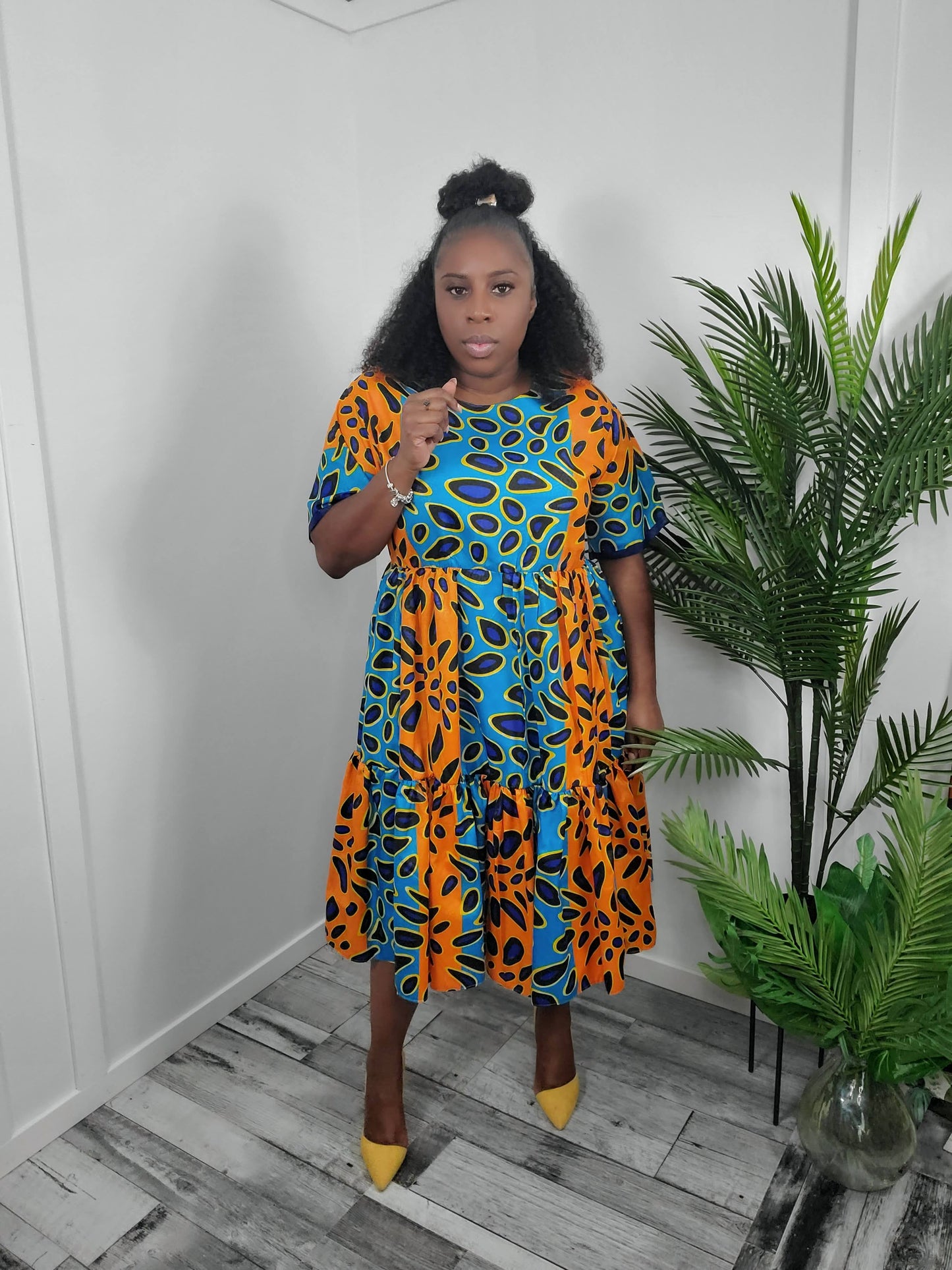 Desert Dream Ankara Pleated Tier Dress