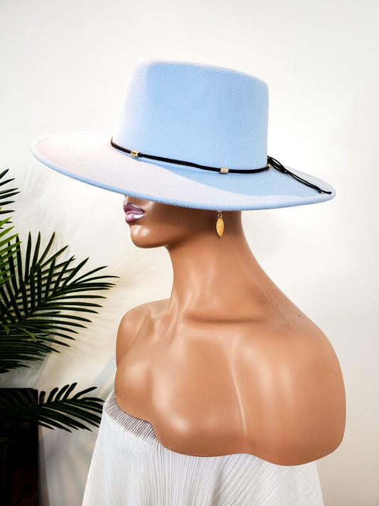 Light Blue Velvet Fedora