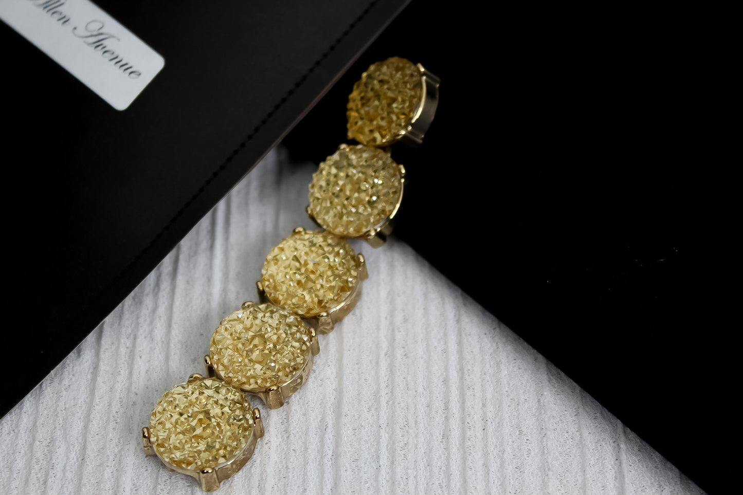 Long Golden Medallion Diamond Lapel Pin