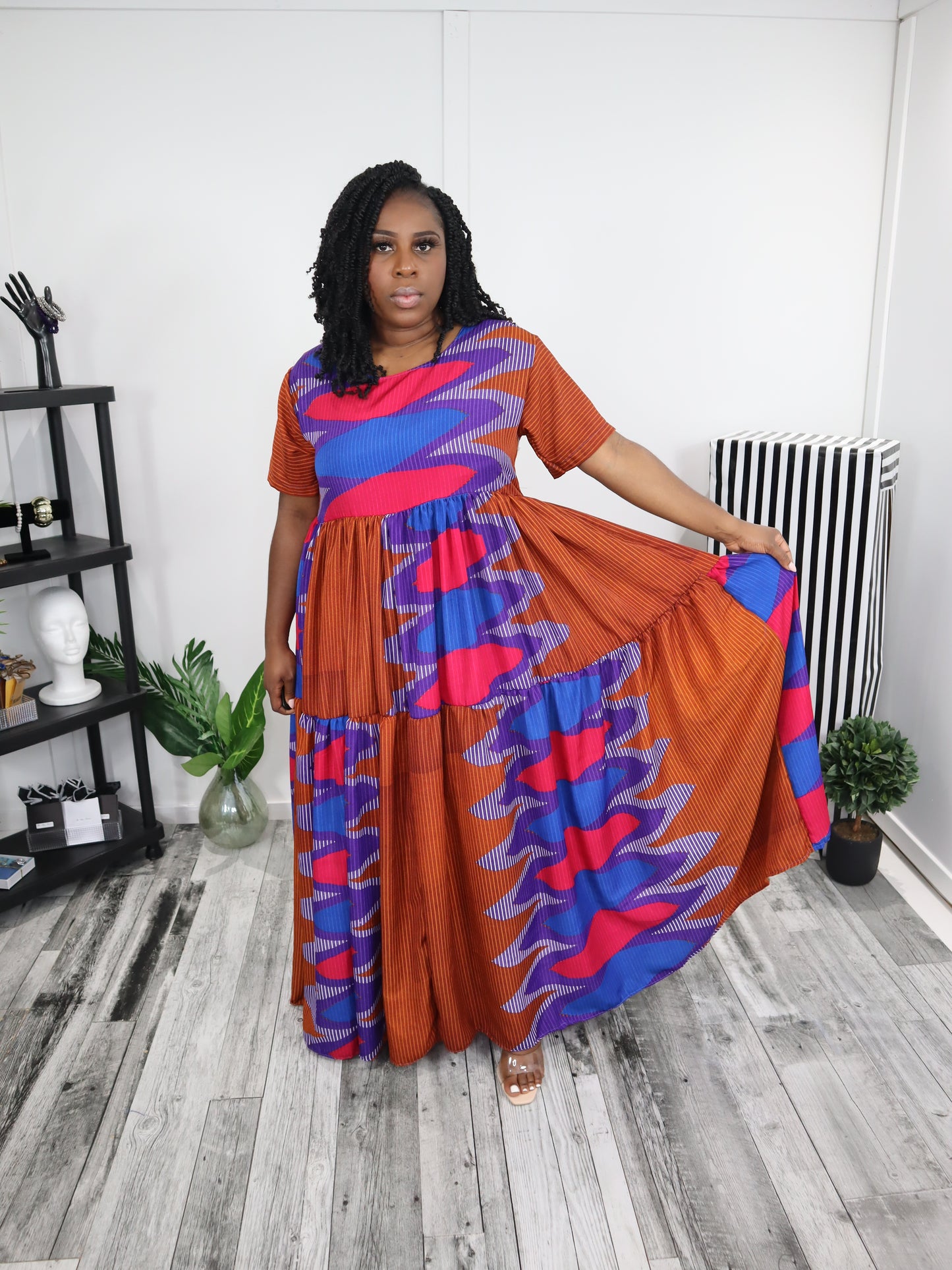 Distinctly Different Tier Dress Maxi Length