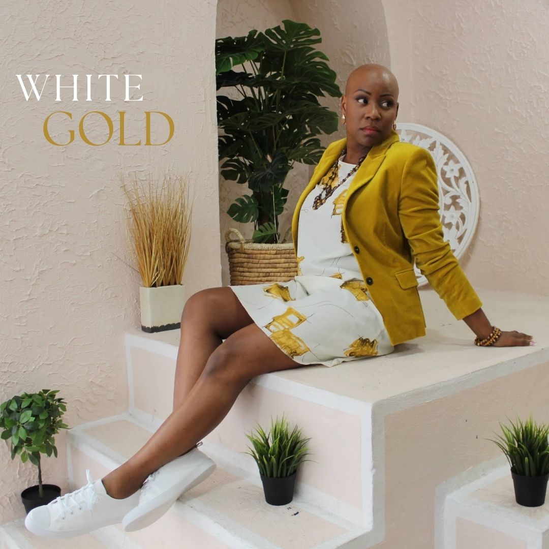 White Gold Shift Dress